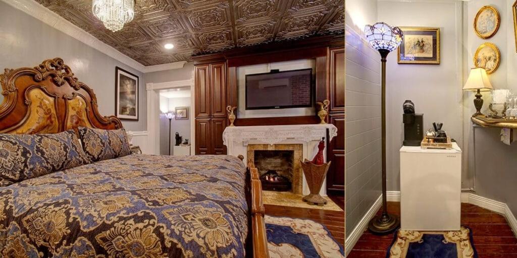 Suite con cama extragrande y vistas a la piscina
